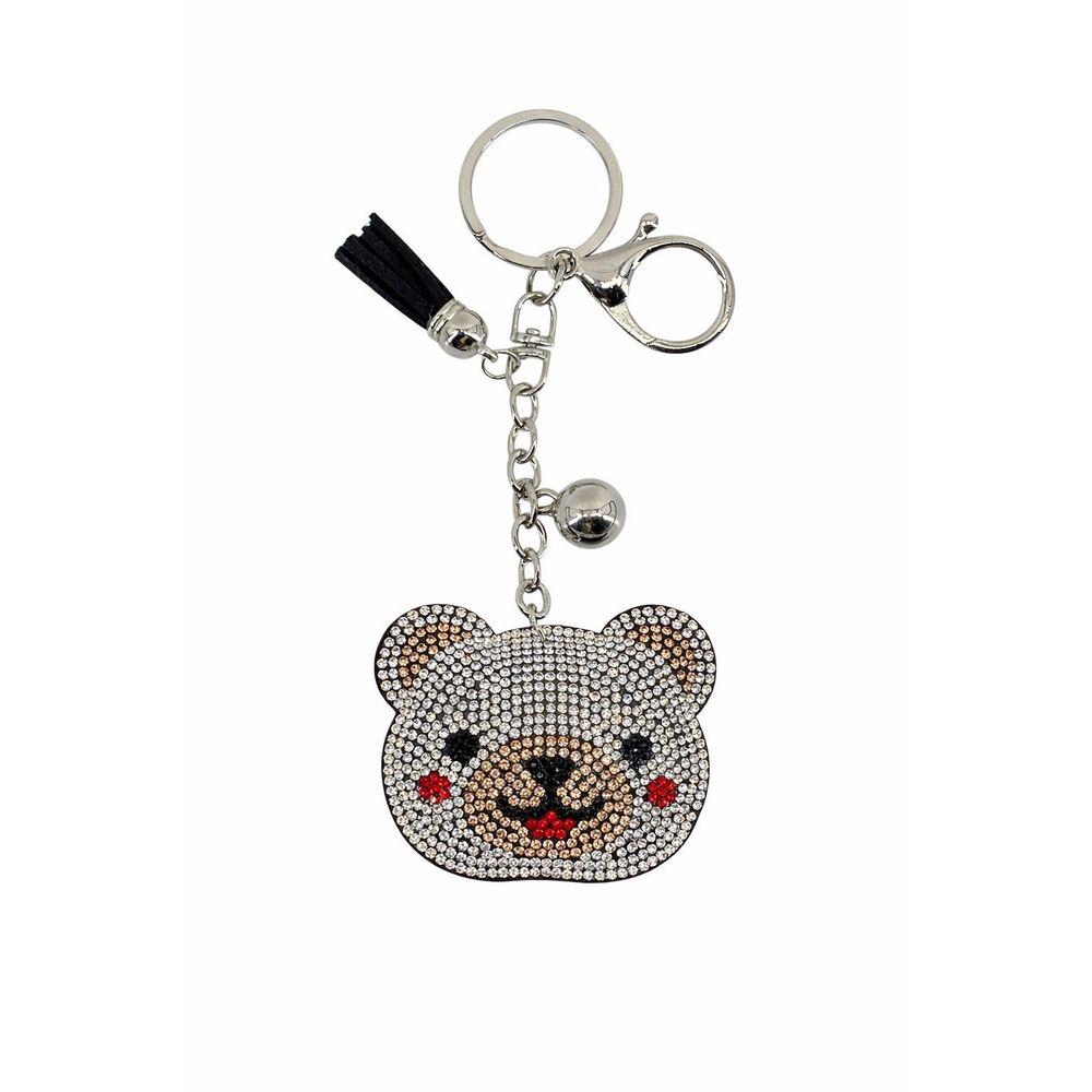 Rhinestone Teddy Bear Keychain Sparkly Crystal Bear Purse Bag Charm Cute